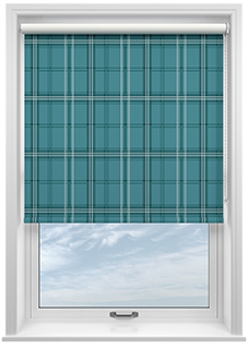 Montrose (Blackout), Tartan Teal - Twist&Fit Roller Blind